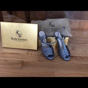 Lady couture very comfortable pewter heels
